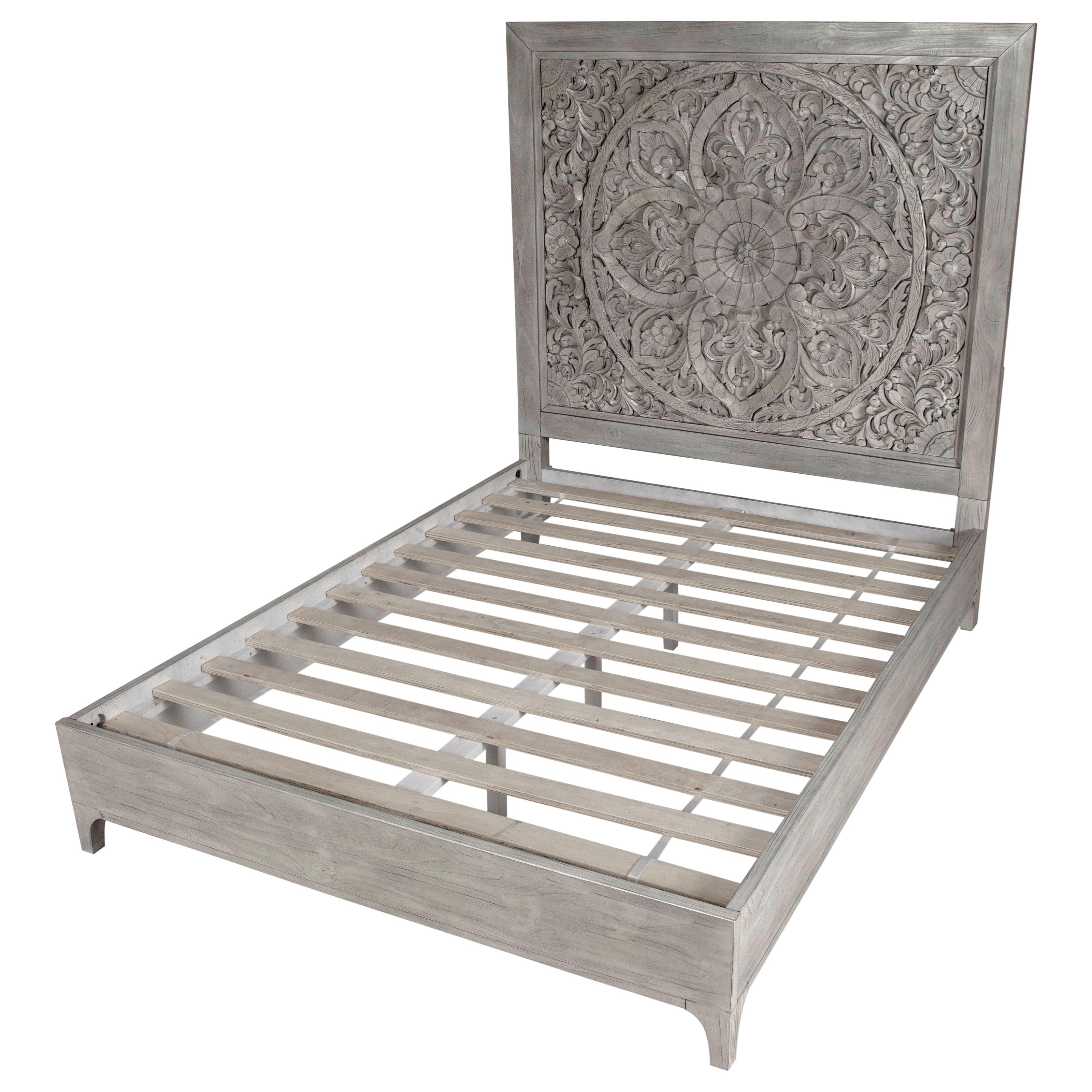 Modus International Boho Chic Queen Platform Bed in Washed White with